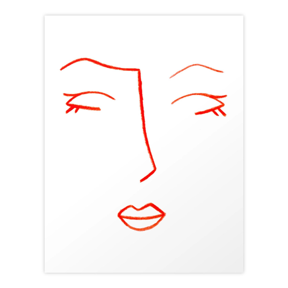 Orange Sleeping Beauty Minimalist Abstract Womankind Minimal Line Drawing Womans Face Art Print by e | Society6