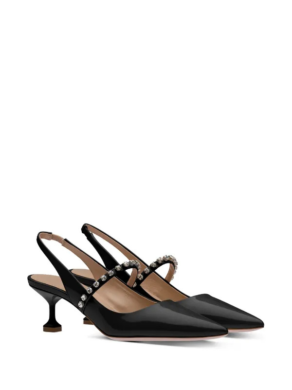 Miu Miu Scarpin Slingback Com Aplicação De Cristal - Farfetch | Farfetch Global