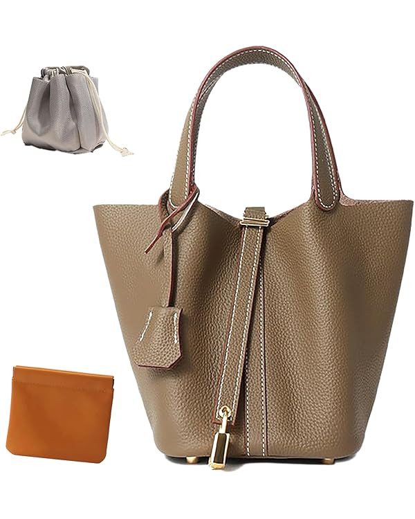 Genuine Leather Bucket Bag Shoulder Handbag | Amazon (US)