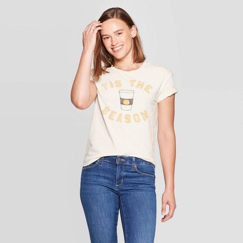 Women's Tis the Season Pumpkin Spice Short Sleeve T-Shirt - Fifth Sun (Juniors') - Off White | Target