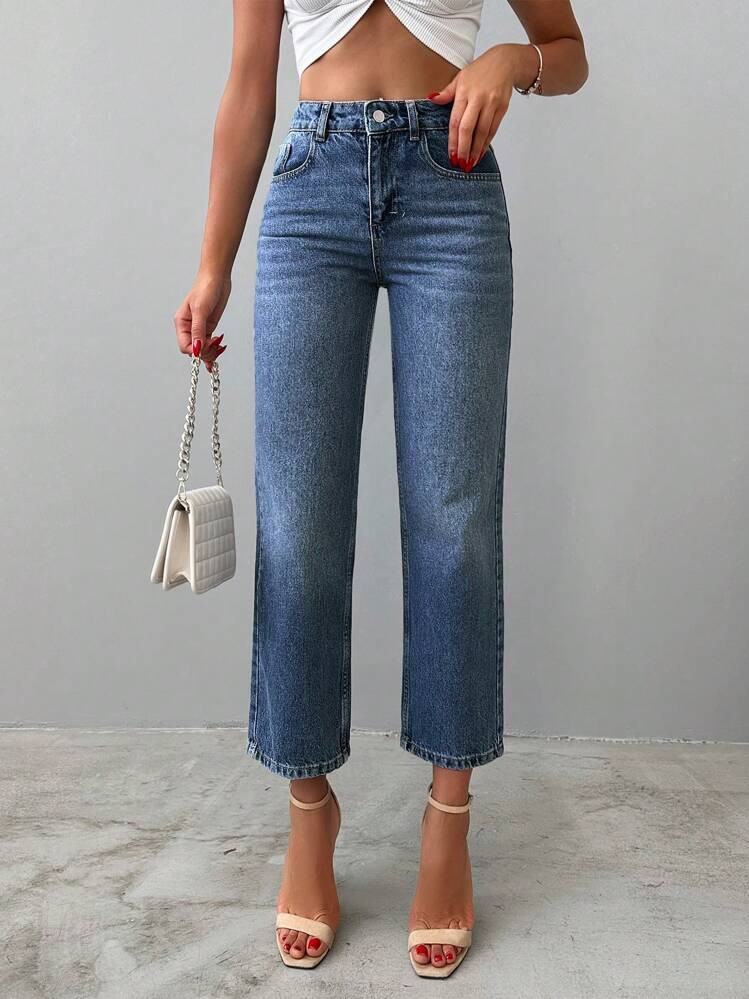 Cottnline High Waist Straight Leg Jeans | SHEIN