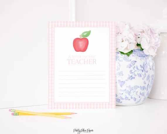 Teacher Appreciation Note | Write a Handwritten Note to Teacher | Printable Stationery | Watercol... | Etsy (US)
