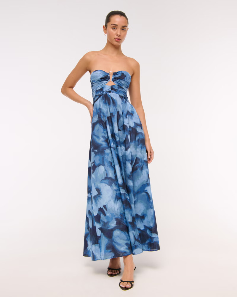 Strapless Hardware Cutout Maxi Dress | Abercrombie & Fitch (US)