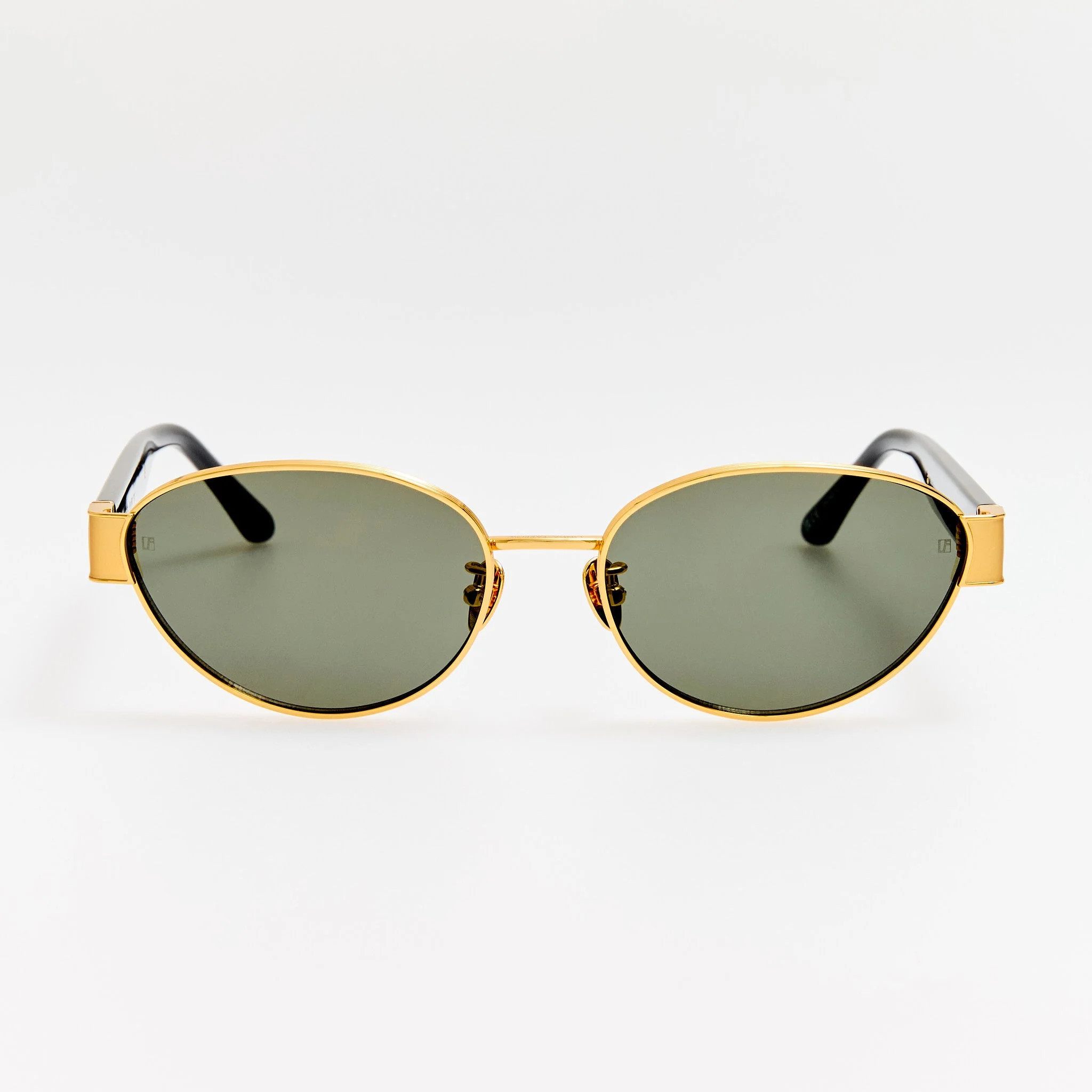 Sheri Sunglasses in 22K Gold and Black | Linda Farrow