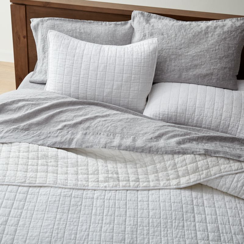 Warm White Belgian Flax Linen Quilts and Pillow Shams | Crate and Barrel | Crate & Barrel
