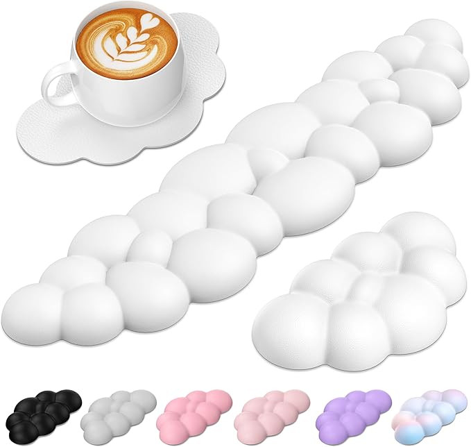 TECKNET Cloud Keyboard Wrist Rest Set, Cloud Wrist Rest with Non-Slip Base, PU Leather Wrist Pad ... | Amazon (US)