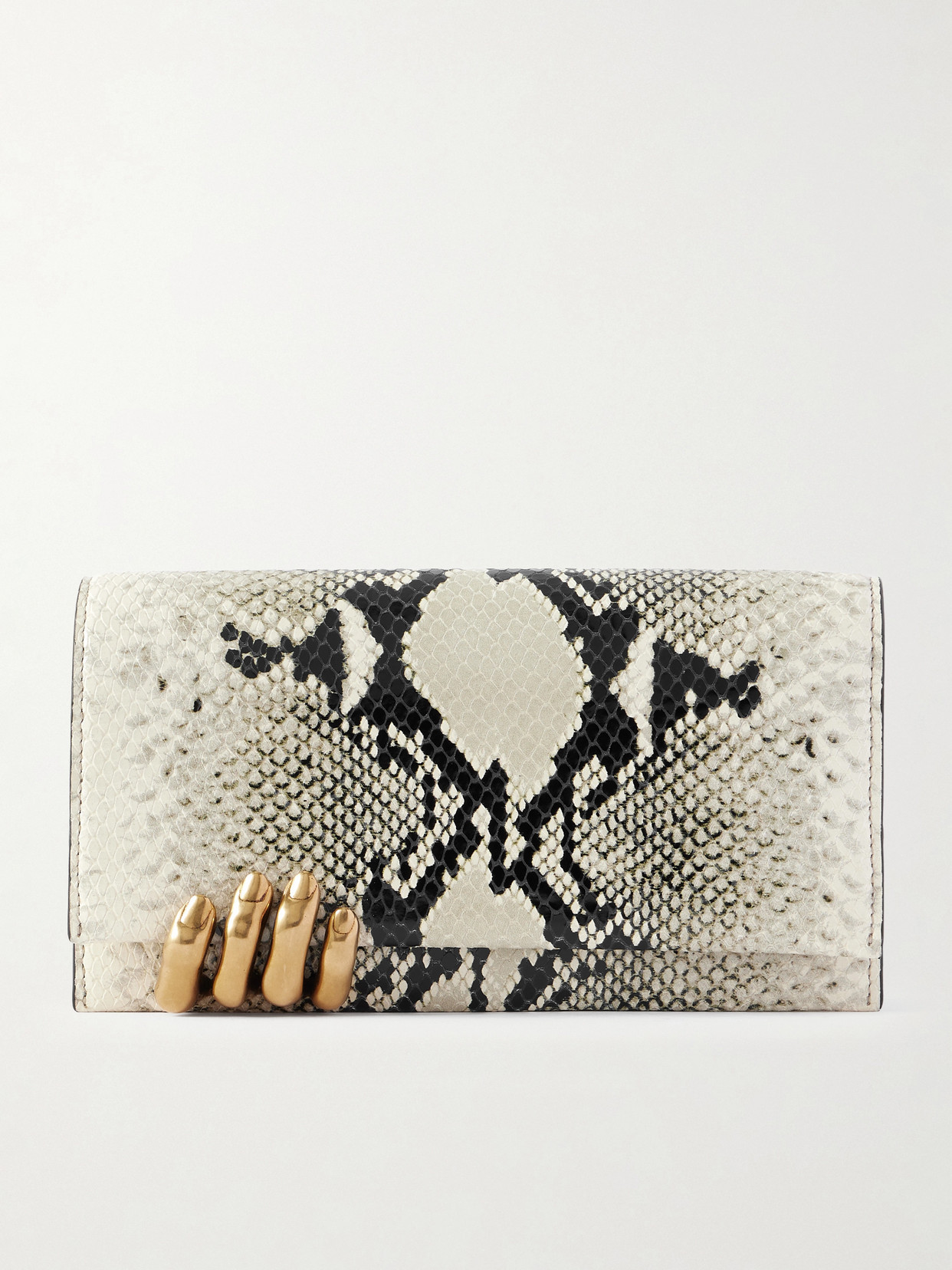 KHAITE - Embellished Snake-effect Leather Clutch - Animal Print | NET-A-PORTER (US)