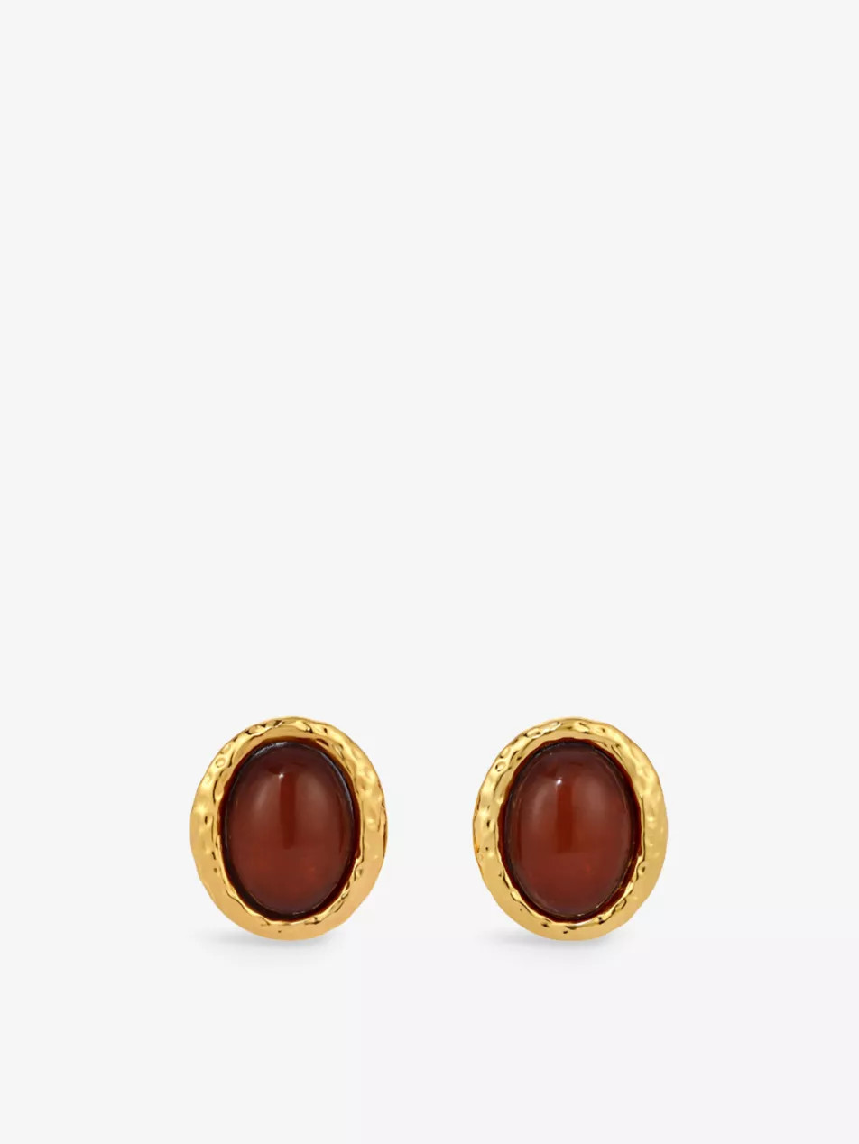 Beverly 18ct yellow gold-plated brass and enamel earrings | Selfridges