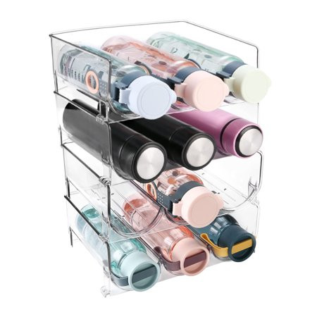 LeaderPro 4 Pack Water Bottle Organizer 12 Plastic Stackable Bottle Holder Storage | Walmart (US)