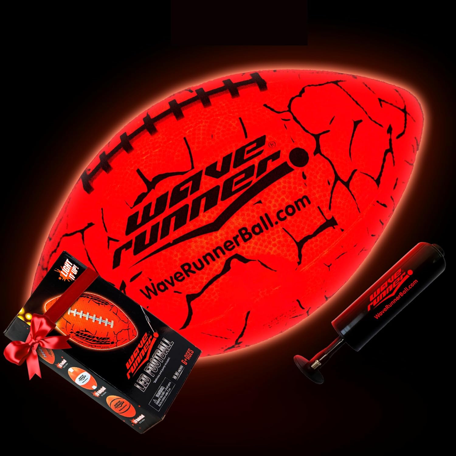 Wave Runner LED Light-Up Football - Glow in The Dark Football Games- Size 10.35 in. with Pump and... | Amazon (US)