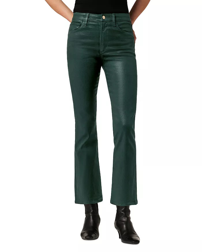 The Callie Coated High Rise Cropped Bootcut Jeans in Forest Green | Bloomingdale's (US)