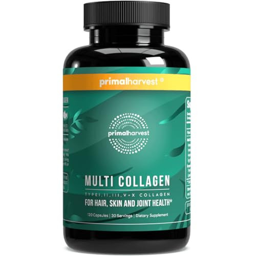 Primal Harvest Multi Collagen Pills for Women and Men (Type I, II, III, V, X) 120 Capsules w/Vitamin C for Hair, Skin, Nails | Amazon (US)