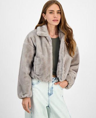 Juniors' Faux-Fur Bomber Jacket | Macy's