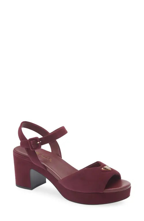 Prada Logo Platform Sandal in Bordeaux at Nordstrom, Size 10.5Us | Nordstrom
