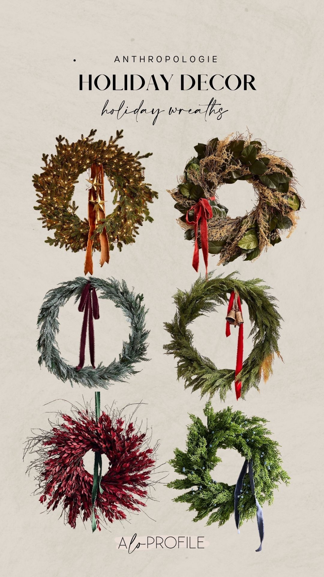 Christmas Decor: Holiday Wreaths via Anthro // Christmas holiday decor, Christmas tree decor, Christmas decor, Christmas decorations, holiday decor ideas, holiday entertaining, holiday home decor, chic Christmas decor, holiday decorations
