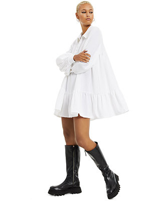 Textured Woven Baby-Doll Mini Dress, Created for Macy's | Macys (US)