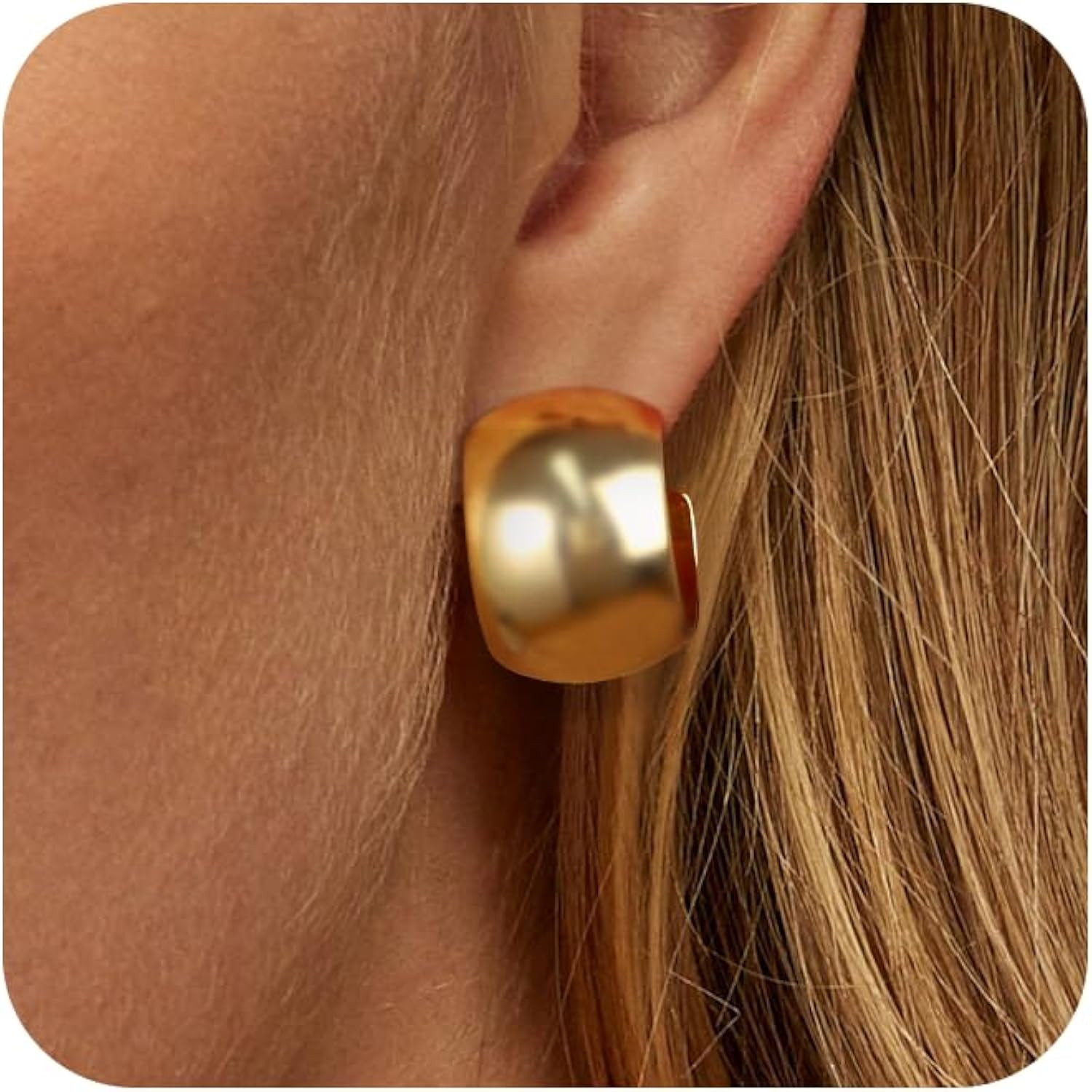 Moodear Gold Hoop Earrings Gold Earrings 14K Gold Plated Dainty Chunky Earrings for Women Open Ho... | Amazon (US)