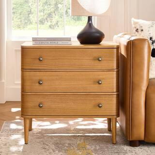 JAYDEN CREATION Ludwig Oak 3-Drawer 26 in. W Nightstand with Built-in Outlet NSZE1479-OAK - The H... | The Home Depot