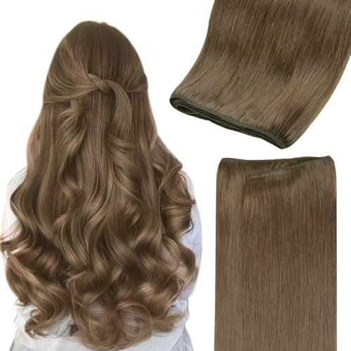GOO GOO Sew in Hair Extensions Real Human Hair, Weft Hair Extensions Human Hair, 5 Light Ash Brown 18inch 100g, Weft Bundles Straight Silky Remy Hair | Amazon (US)