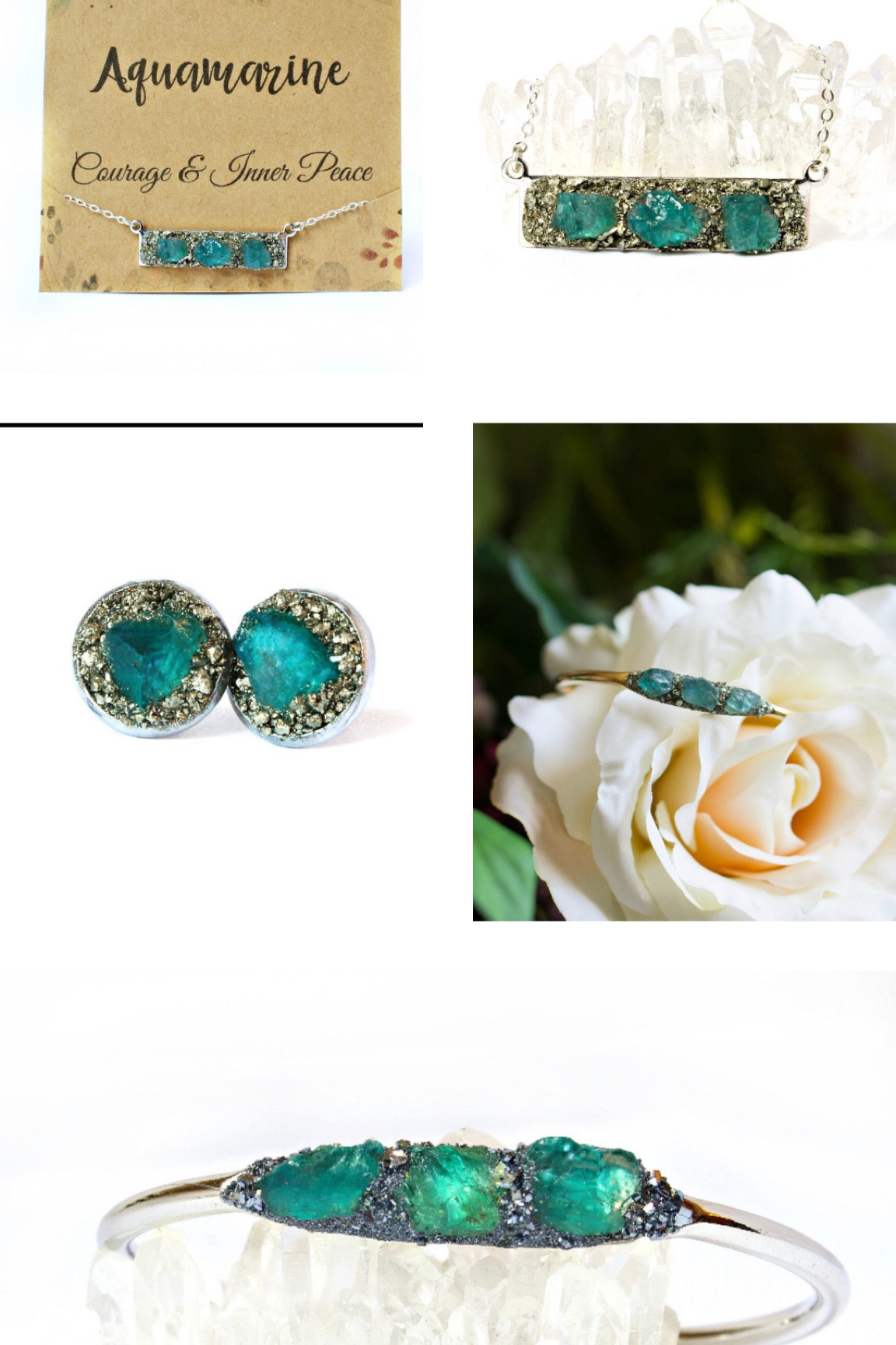 Courage & Inner Peace🕊 Unique Aquamarine Necklace, Earrings, and Bracelet. Limited quantity available!

#LTKFind #LTKU #LTKstyletip