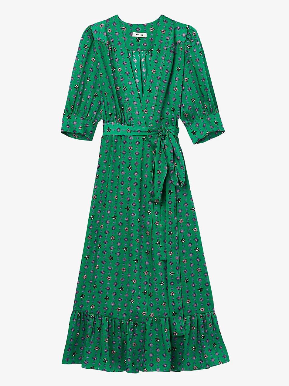 Enrika graphic-print silk midi dress | Selfridges