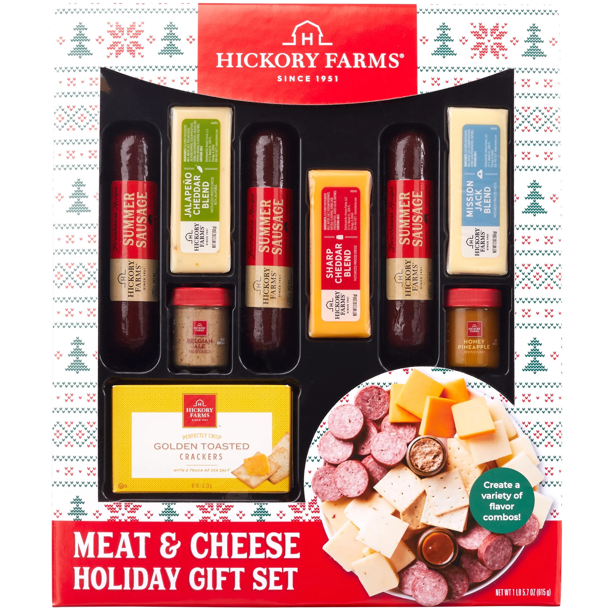 Hickory Farms $24.97 Meat & Cheese Holiday Gift Box Gourmet Charcuterie Set | Walmart (US)