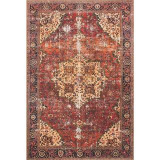 Loloi Loren Red/Navy 7 ft. 6 in. x 9 ft. 6 in. Distressed Bohemian Printed Area Rug LORELQ-07RENV... | The Home Depot