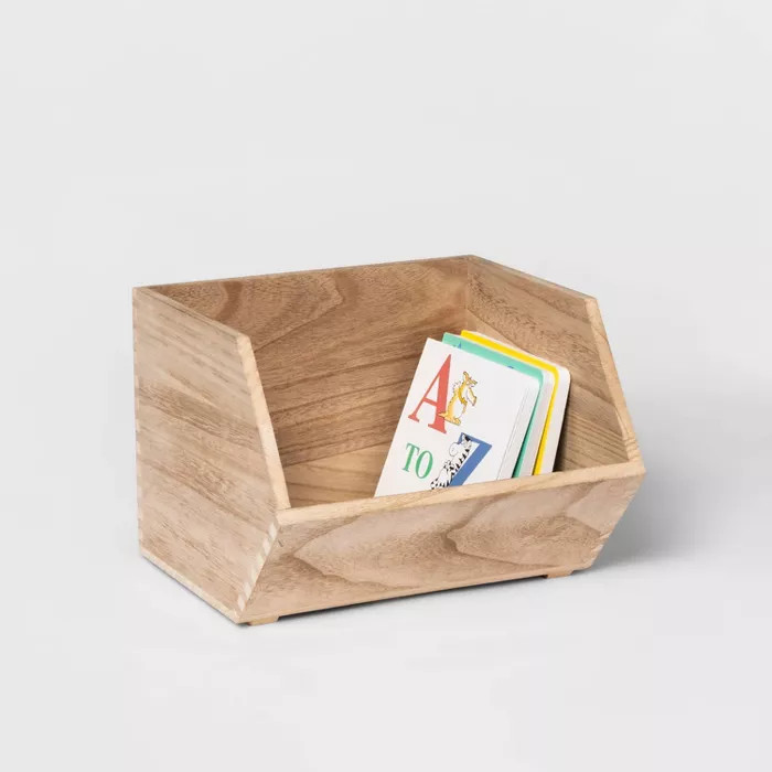 Stackable Wood Storage Bin Natural - Pillowfort™ | Target
