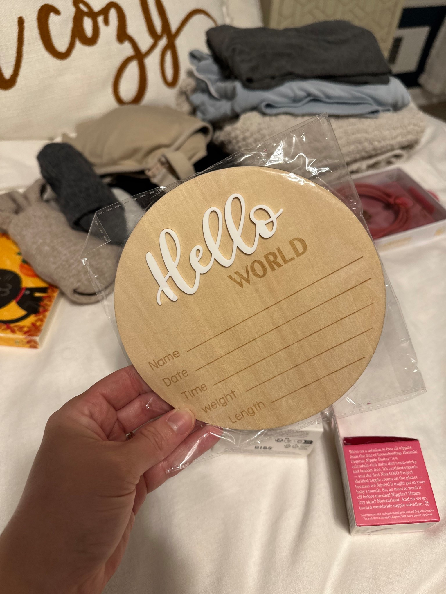 In my hospital bag🫶🏻
 
Baby, bay boy, pregnancy, hello world sign, baby announcement

#LTKBump #LTKBaby