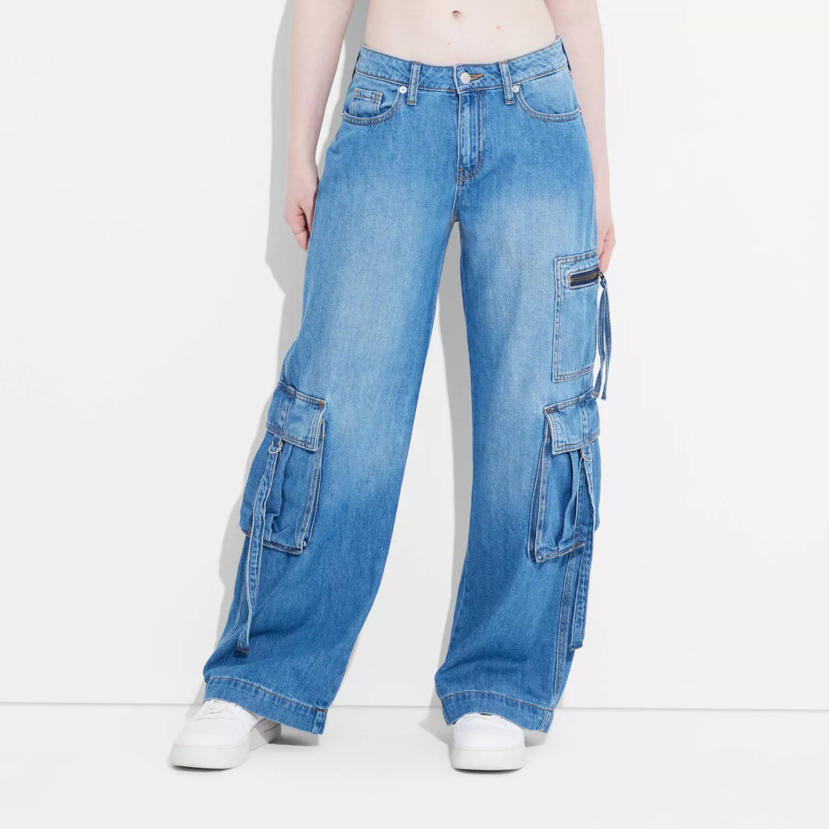 Women's Mid-Rise Wide Leg Cargo Baggy Pants - Wild Fable™ | Target