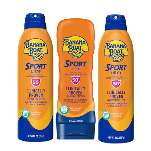 Banana Boat Sport Ultra SPF 50 Sunscreen Triple Pack | Includes 2 Sunscreen Sprays & 1 Lotion SPF 50, Sunblock, Water Resistant, Oxybenzone-Free, 8oz each (Pack of 3) | Amazon (US)