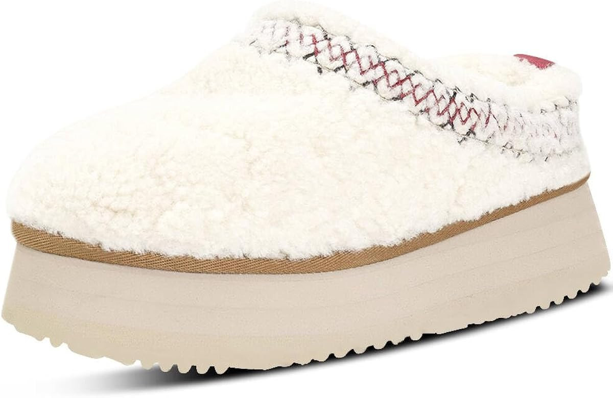 OPNGSTDY Platform Braid Slippers Mini Slippers Boots with Plush Fleece Lining Fuzzy Anti-Slip Sno... | Amazon (US)
