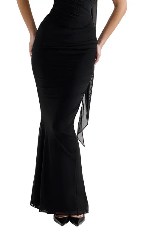 HOUSE OF CB Cassidy Mesh & Tulle Maxi Skirt in Black at Nordstrom, Size X-Large | Nordstrom