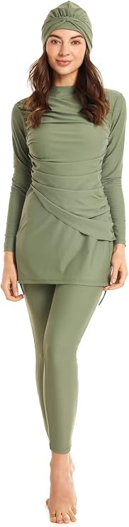 Qianliniuinc Women Muslim Swimwear Modest Swimsuit - Long Sleeve Full Cover Beachwear Hijab Witho... | Amazon (US)