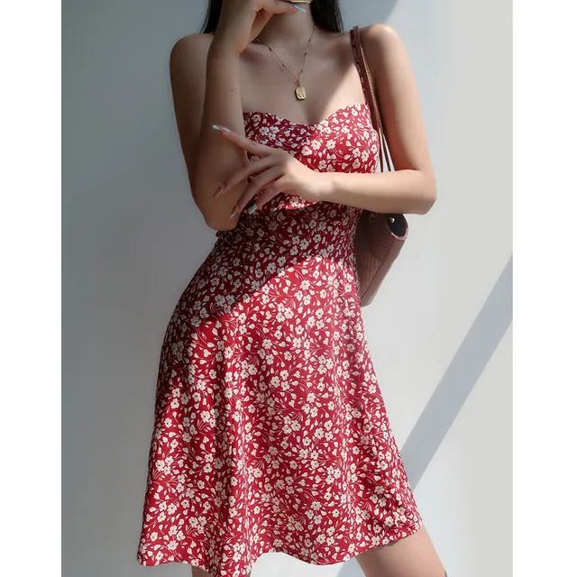 Wilenden - Spaghetti Strap Floral Mini A-Line Sundress | YesStyle | YesStyle Global