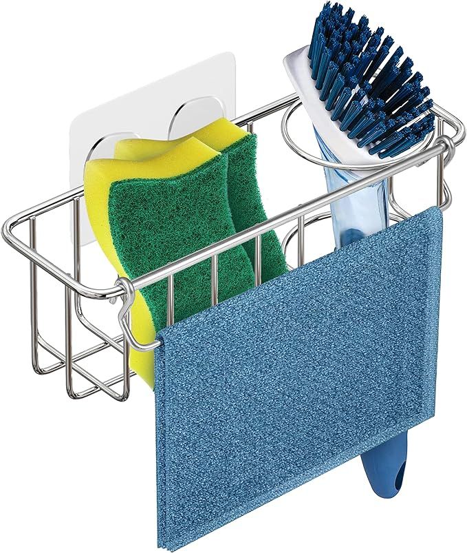 KESOL 3-in-1 Kitchen Hanging Sink Caddy Organizer Rack With Adhesive & Suction Cup , Sponge Holde... | Amazon (US)