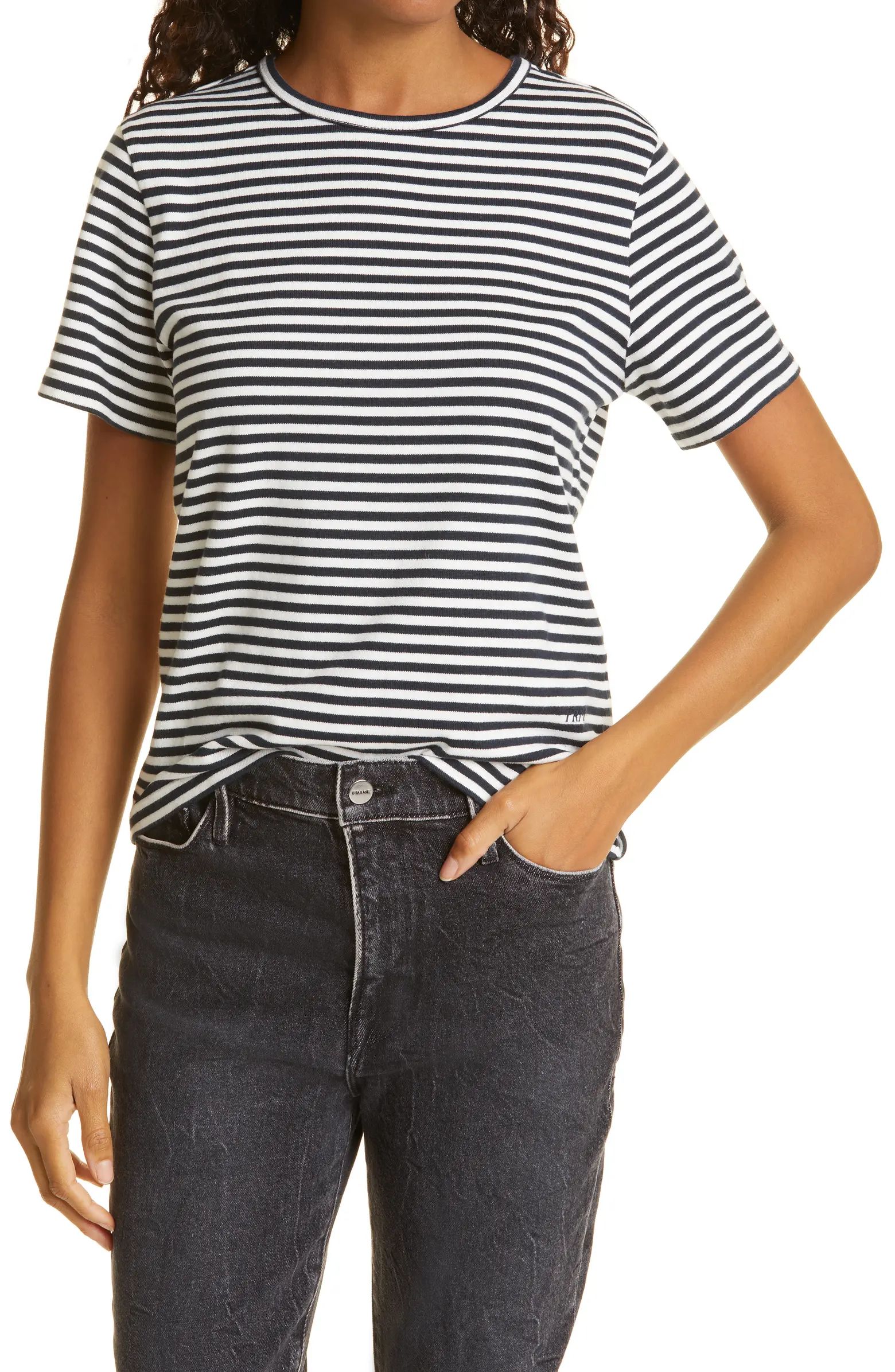 FRAME Stripe Organic Cotton Crewneck Top | Nordstrom | Nordstrom