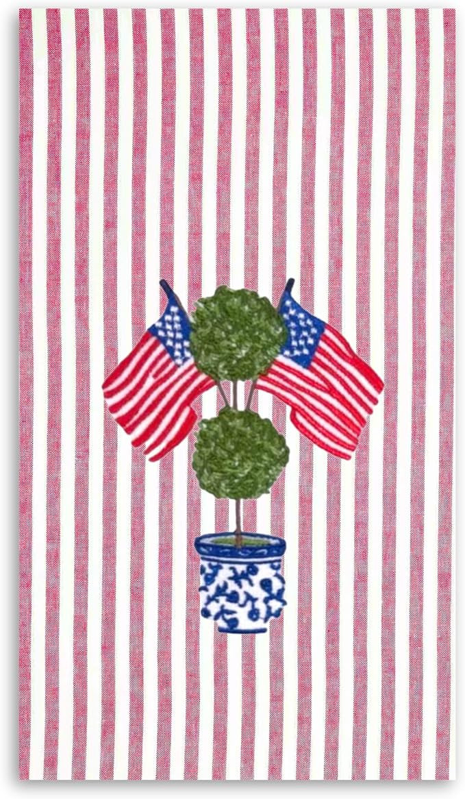 Stxy's 4th of July Paper Napkins American Flag Stripes Topiary 45ct | Patriotic Red Striped Dinne... | Amazon (US)