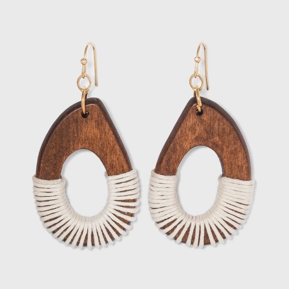 Wooden with Thread Drop Earrings - A New Day™ | Target