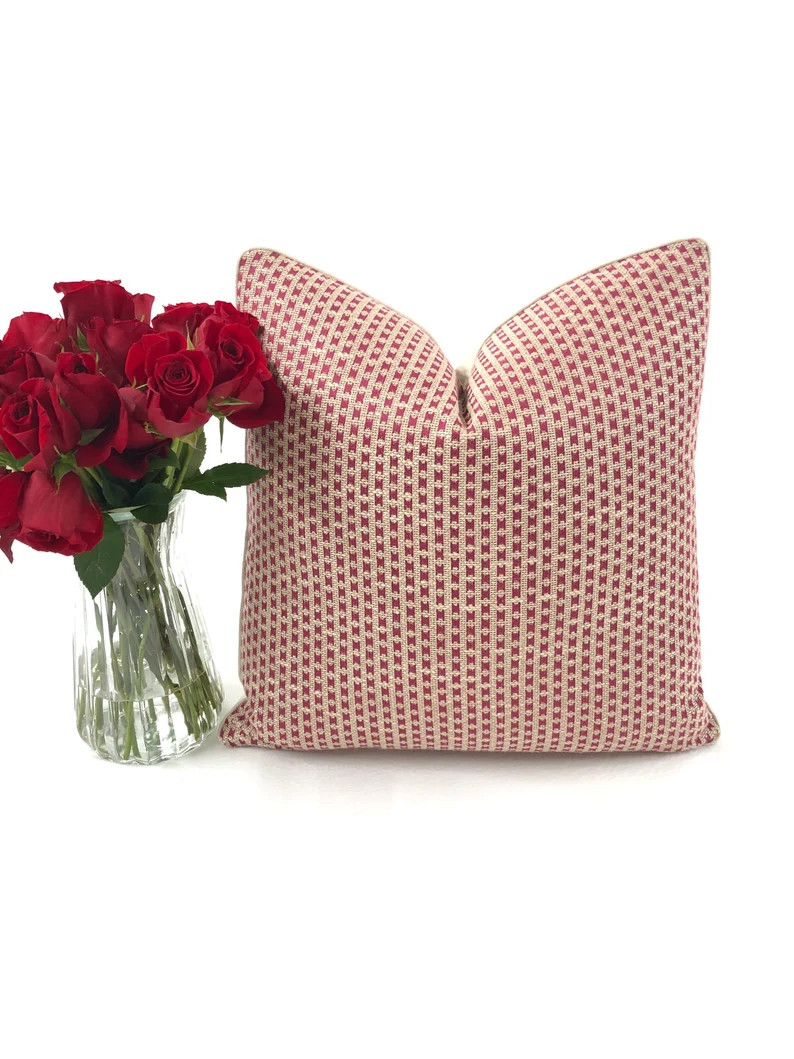 Designer Vintage Red Pillow, Decorative High End Pillow Covers, Designer Fabrics, Accent Throw Pi... | Etsy (US)