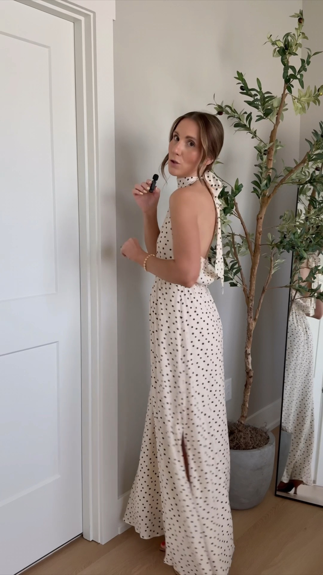 This dress is lightweight and breezy and perfect for a summer event! I love the polka dots (duh), the halter neck and the easy breezy lightweight fabric. Wearing a size small 

Polka dot dress, summer style, easy clothes,  special occasion dress