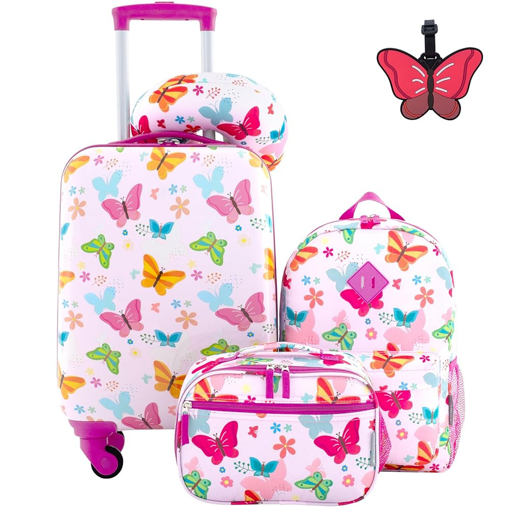 Travelers Club 5 Piece Kids' Luggage Set, Butterfly | Amazon (US)
