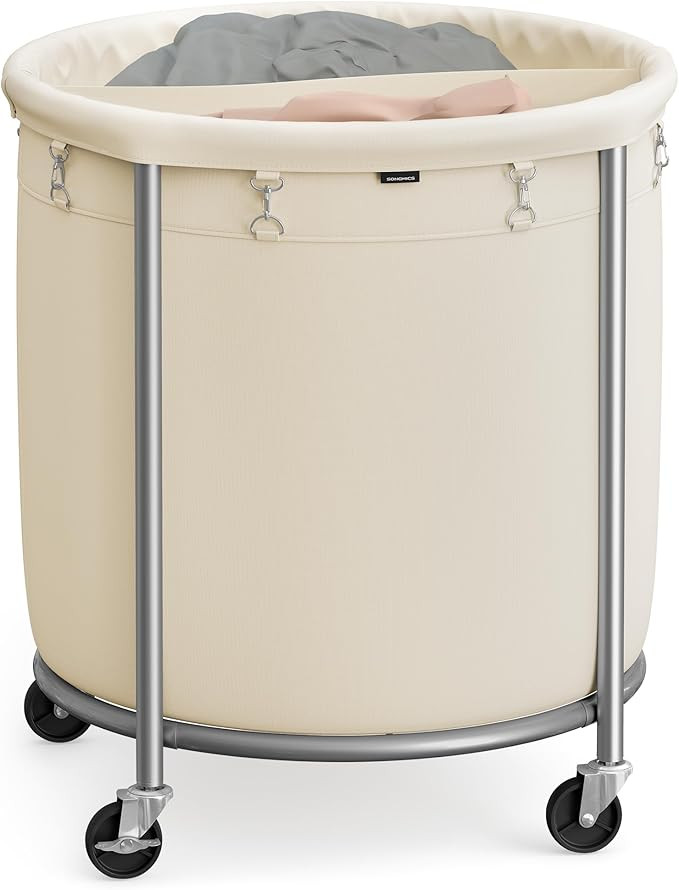 SONGMICS 63.5-Gallon (240 L) Laundry Basket with Wheels, Rolling Round Heavy-Duty Laundry Hamper ... | Amazon (US)