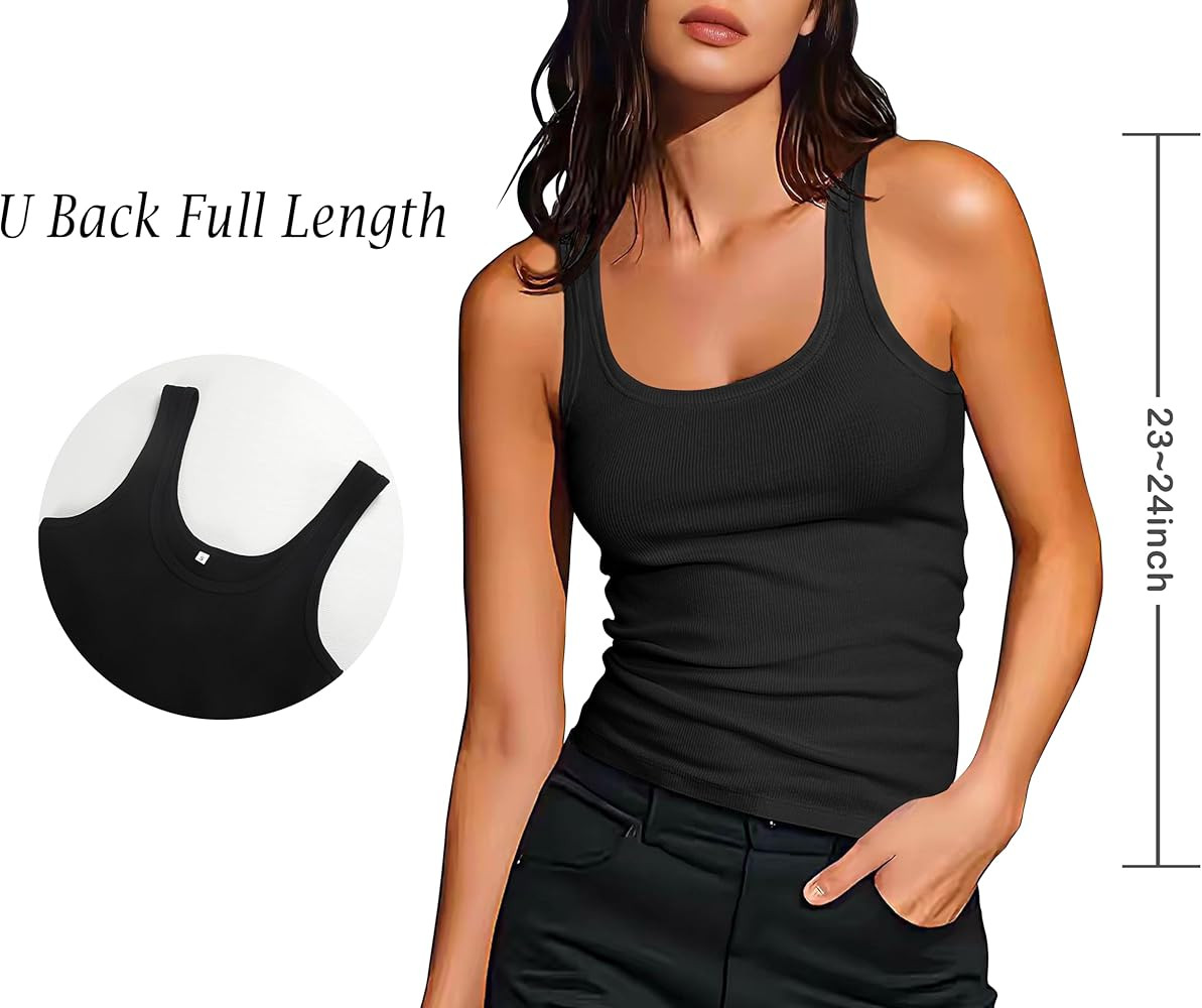 Artfish Women's Sleeveless Cotton Fitted Tank Top Form Fitting Scoop Neck Ribbed Knit Basic Cami ... | Amazon (US)