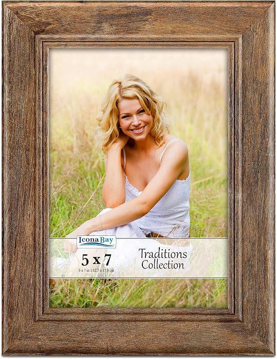 5x7 Picture Frame, Chestnut Brown, Rustic Wood Pattern, Traditions | Amazon (US)