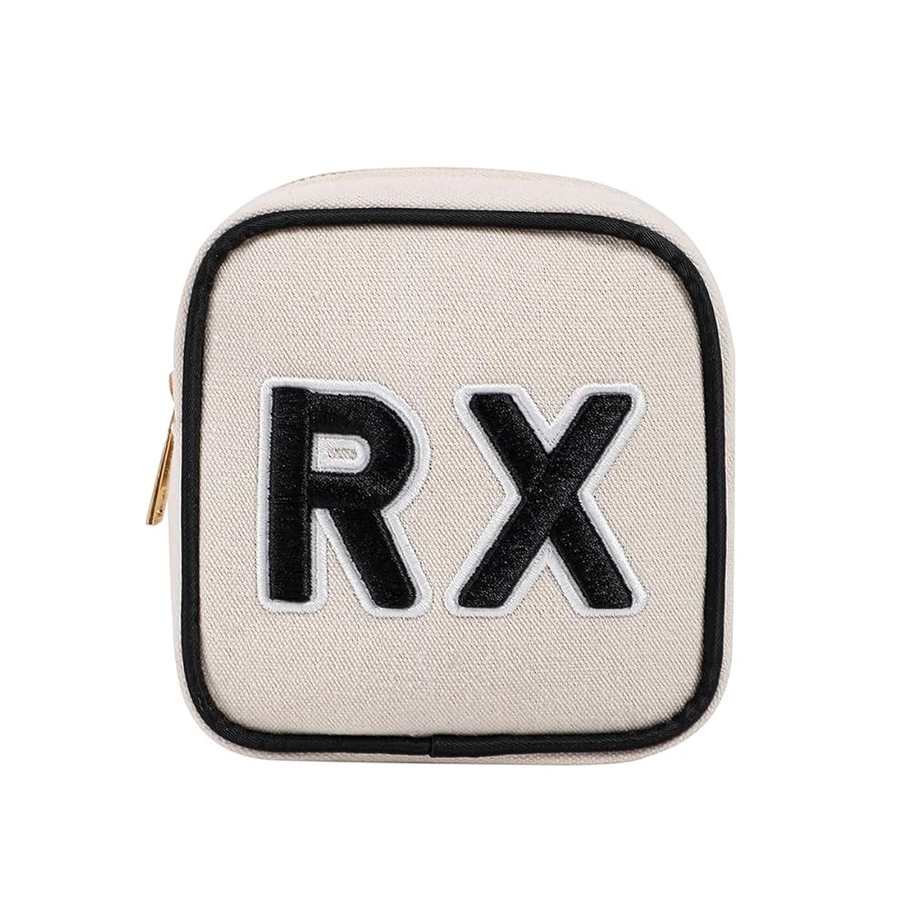 Small Canvas Rx Medicine Packages, Cute Chenille Letter Patch Drug Makeup Bag with Metal Zipper, ... | Amazon (US)