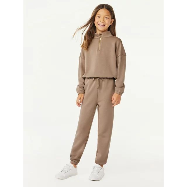 Scoop Girls Scuba Knit Mock Neck Sweatshirt and Joggers, 2-Piece Outfit Set, Sizes 4-18 - Walmart... | Walmart (US)