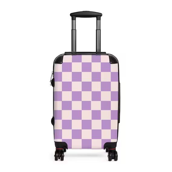 Purple Checkered Designer Carry on Cabin Suitcase | Etsy | Etsy (US)