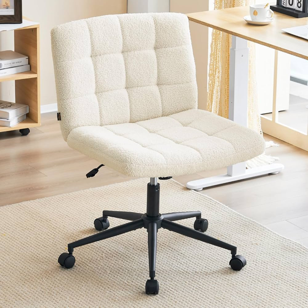 Furnimart Wide Armless Desk Chair with Wheels, Mid Back Swivel Criss Cross Chair for Home Office,... | Amazon (US)