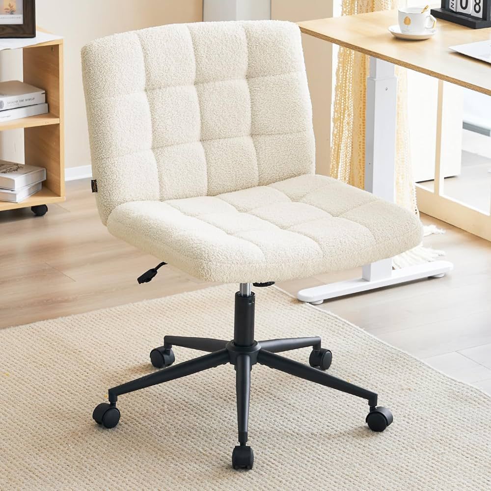 Furnimart Swivel Criss Cross Legged Chair with Wheels for Home Office,  Wide Armless Desk Chair H... | Amazon (US)